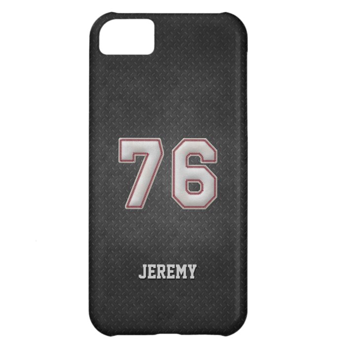 Number 76 Baseball Stitches with Black Metal Look iPhone 5C Covers