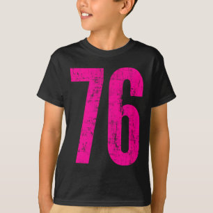 Number 76 Distressed Vintage Sport Team Player T-Shirt