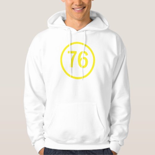 number 76  in a circle hoodie