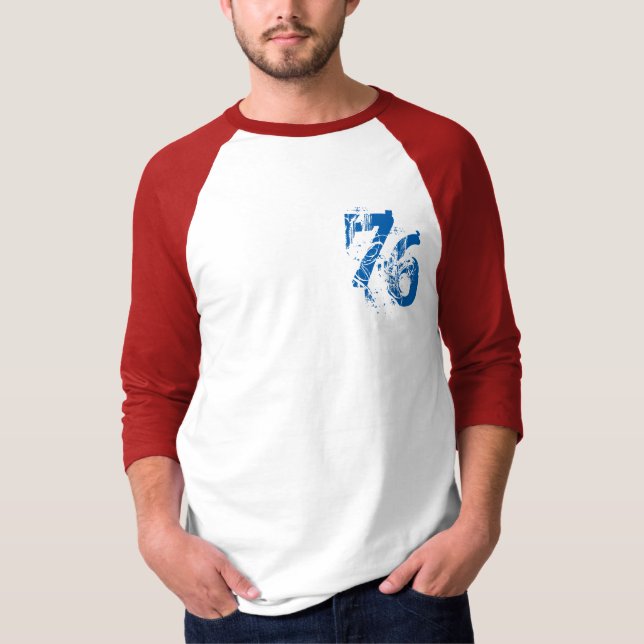 number-76 shirt design red white blue USA America (Front)