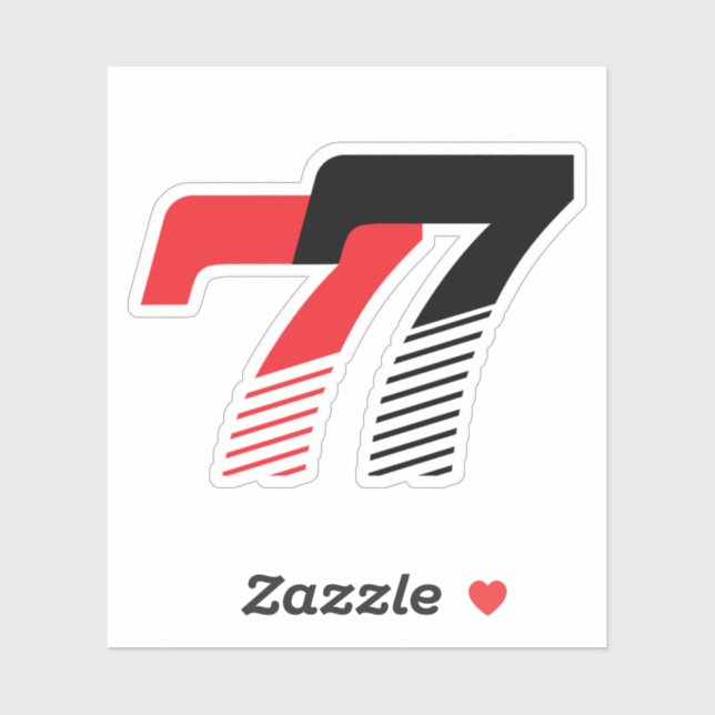 Number 77 Red and Black Sticker (Sheet)
