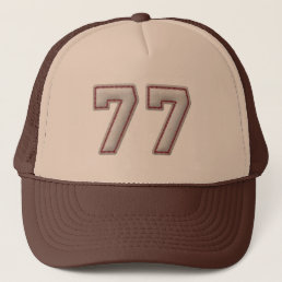 Number 77 with Cool Baseball Stitches Look Trucker Hat