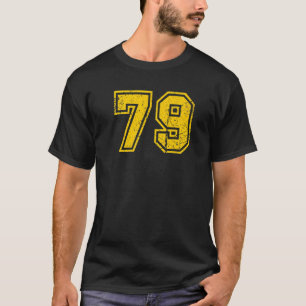 Number 79 Sports Jersey Uniform Fan Athlete Yellow T-Shirt