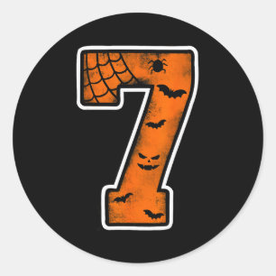 Number 7 7th Birthday Boy Seven Halloween Happy Bi Classic Round Sticker