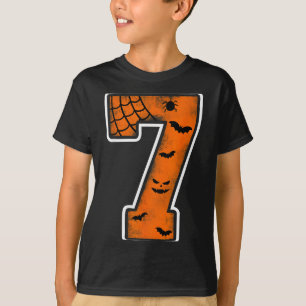 Number 7 7th Birthday Boy Seven Halloween Happy Bi T-Shirt