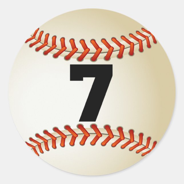 Number 7 Baseball Classic Round Sticker (Front)