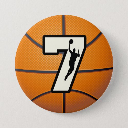 Number 7 Basketball and Player Pinback Button