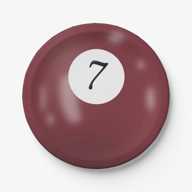 Number 7 billiard ball paper plates (Front)