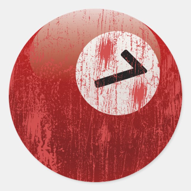 NUMBER 7 BILLIARDS BALL - ERODED AND AGED CLASSIC ROUND STICKER (Front)