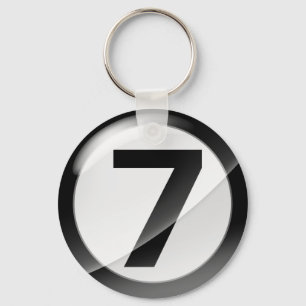 Number 7 black Key Chain