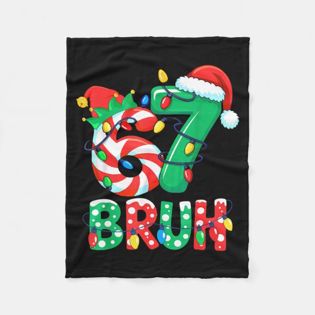Number 7 Funny Meme Saying 6 7 Six Seven Christmas Fleece Blanket (Front)