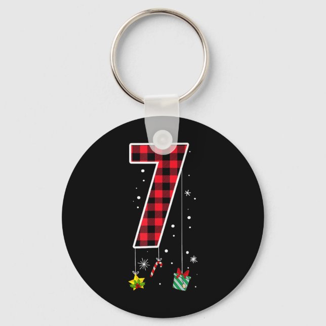 Number 7 Funny Meme Saying 6 7 Six Seven Christmas Keychain (Front)