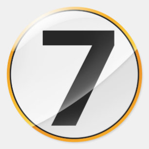 Number 7 gold classic round sticker