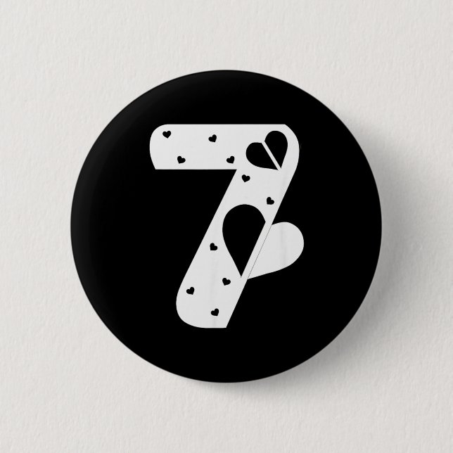 Number 7 Hearts Love 67 Couple Matching Christmas  Button (Front)