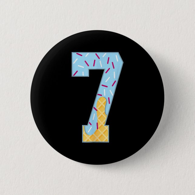 Number 7 Ice Cream Drip 67 Meme Couple Halloween C Button (Front)