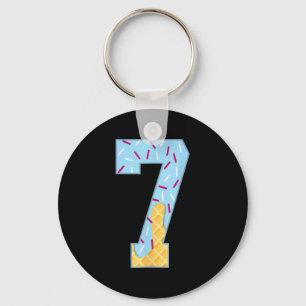 Number 7 Ice Cream Drip 67 Meme Couple Halloween C Keychain