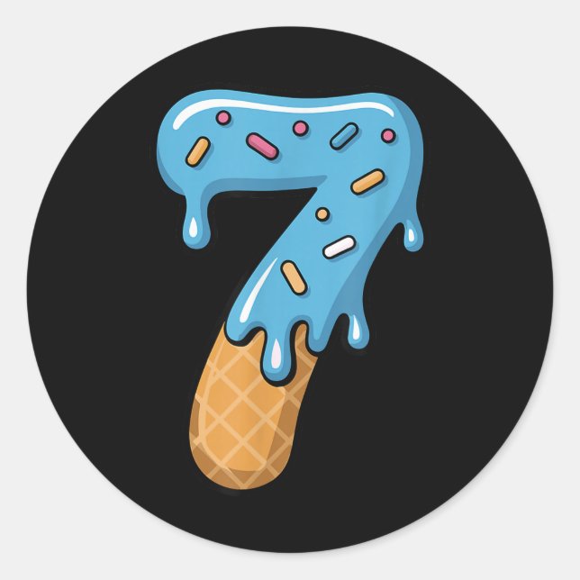 Number 7 Ice Cream Drip 67 Meme Couple Matching Ha Classic Round Sticker (Front)