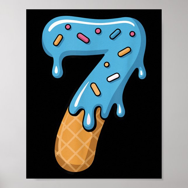 Number 7 Ice Cream Drip 67 Meme Couple Matching Ha Poster (Front)