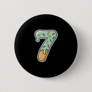Number 7 Ice Cream Drip Six Seven 67 Meme 7th Birt Button
