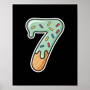 Number 7 Ice Cream Drip Six Seven 67 Meme 7th Birt Poster
