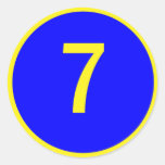 number 7 in a circle classic round sticker