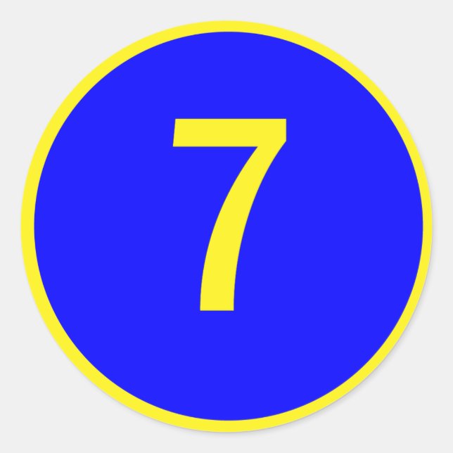 number 7 in a circle classic round sticker (Front)