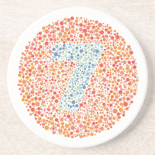 Number 7 Ishihara Test Circle Coaster