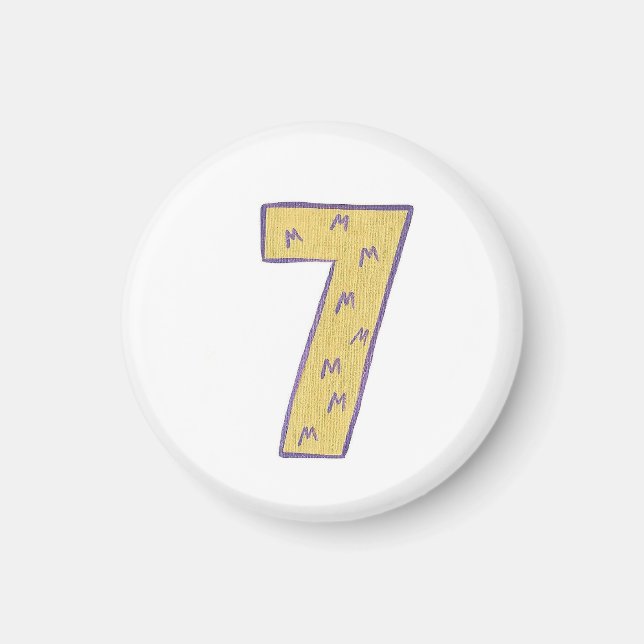 Number 7 magnet with gold and purple (Front)
