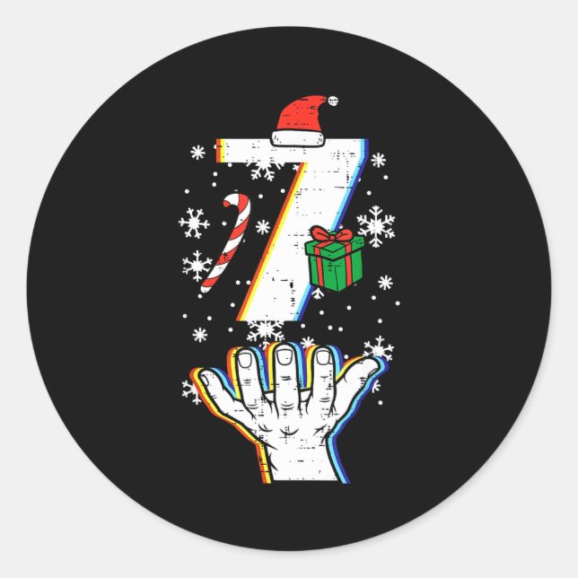 Number 7 Matching 67 Meme Christmas 6 7 Xmas Men W Classic Round Sticker (Front)