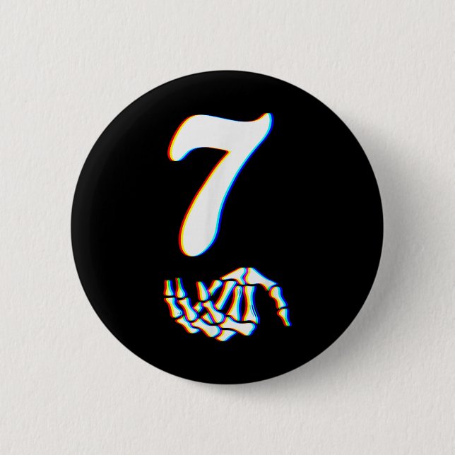 Number 7 Matching 67 Meme Skeleton Hand Halloween  Button (Front)