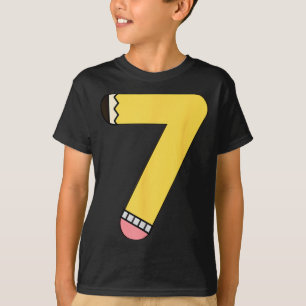 Number 7 Pencil Back to School 7th Birthday T-Shirt