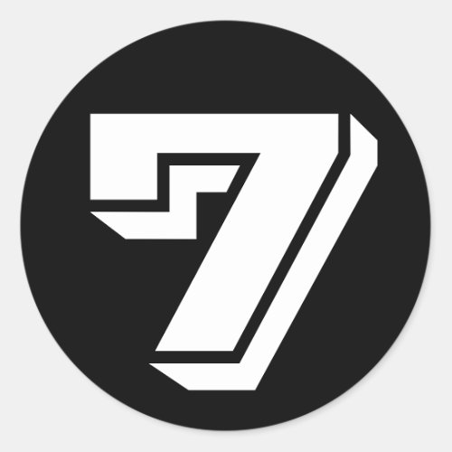 Number 7 Seven Vineta Numbers by Janz Black Classic Round Sticker