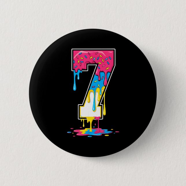Number 7 Team Srts Ice Cream Drip Matching Varsity Button (Front)