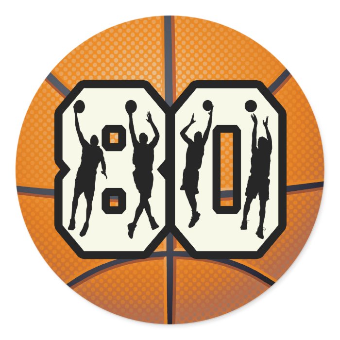 Number 80 Basketball Sticker