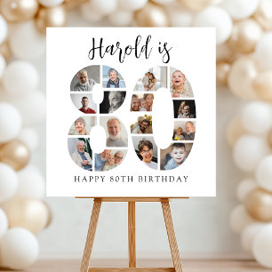 Number 80 Photo Co lage 80th Birthday Party Foam Board
