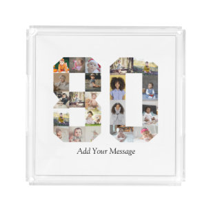 Number 80 Photo Collage Acrylic Tray