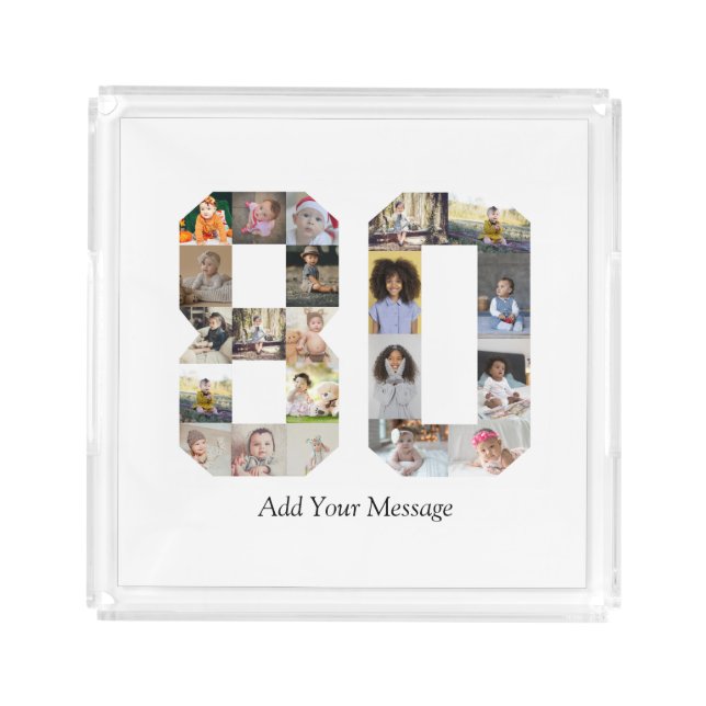Number 80 Photo Collage Acrylic Tray (Front)