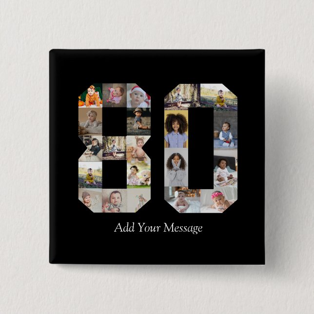 Number 80 Photo Collage Button (Front)