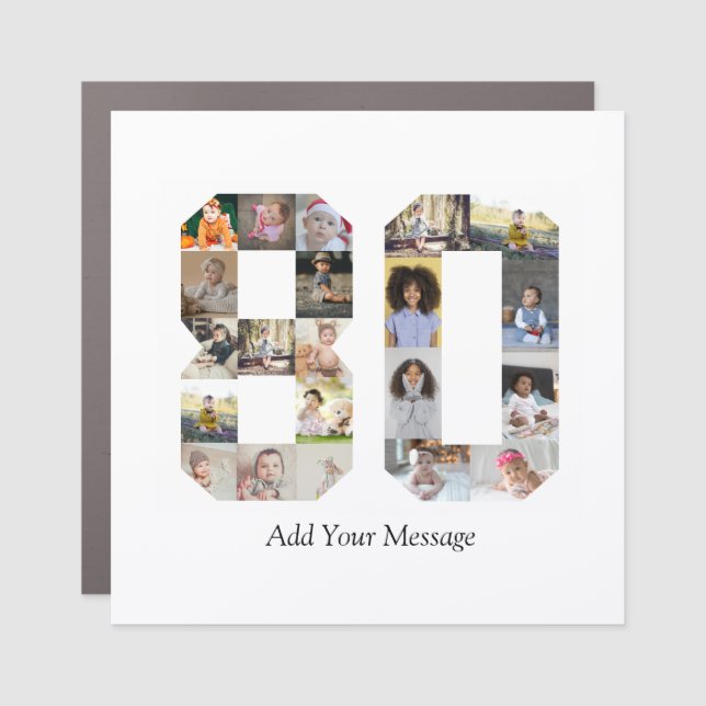 Number 80 Photo Collage Car Magnet (Front)