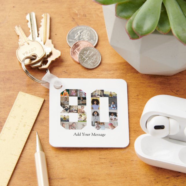 Number 80 Photo Collage Keychain (Desk)