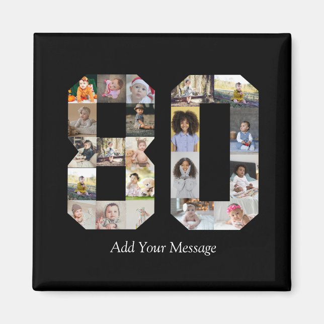 Number 80 Photo Collage Magnet (Front)