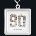 Number 80 Photo Collage Silver Plated Necklace<br><div class="desc">This customizable product is where photos are arranged to form the shape of a number. It is often used for milestone celebrations like birthdays, anniversaries, or achievements, allowing users to showcase memorable images within a single, eye-catching display. The designs typically offer spaces for various photo sizes and orientations, ensuring a...</div>