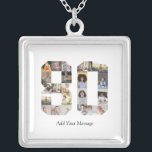 Number 80 Photo Collage Silver Plated Necklace<br><div class="desc">This customizable product is where photos are arranged to form the shape of a number. It is often used for milestone celebrations like birthdays, anniversaries, or achievements, allowing users to showcase memorable images within a single, eye-catching display. The designs typically offer spaces for various photo sizes and orientations, ensuring a...</div>