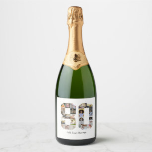 Number 80 Photo Collage Sparkling Wine Label