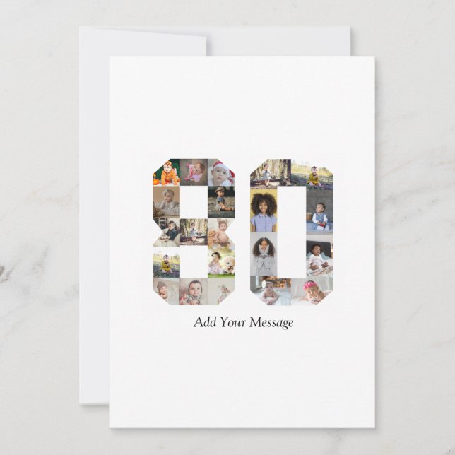 Number 80 Photo Collage Thank You Card (Front)