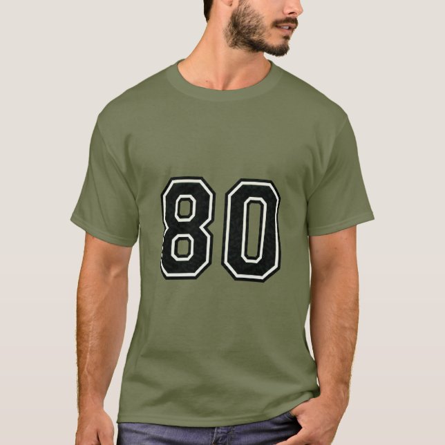Number 80 Varsity Sports Jersey | 80th Birthday T-Shirt (Front)