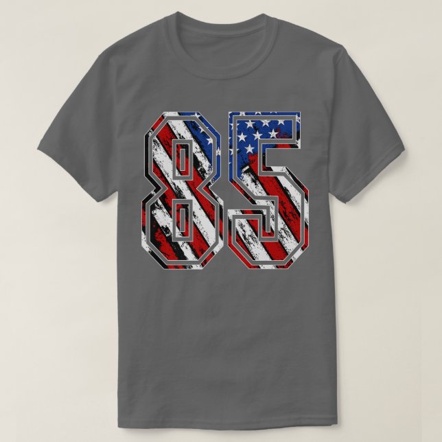 Number 85 Red White and Blue American Flag 85 Jers T-Shirt (Design Front)