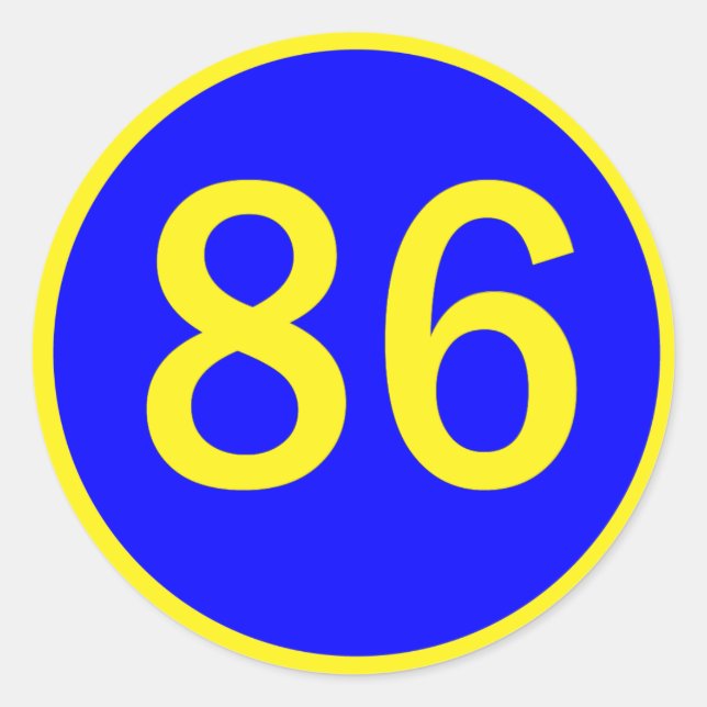 number, 86, in a circle classic round sticker (Front)