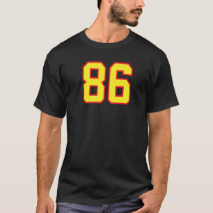 Number 86 Sports Jersey Fan Athlete Yellow Red Var T-Shirt