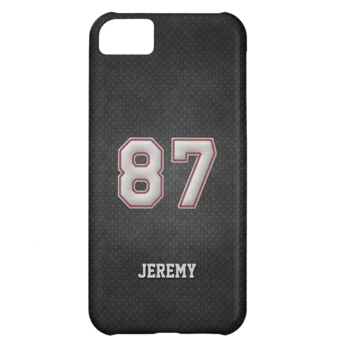 Number 87 Baseball Stitches with Black Metal Look iPhone 5C Covers